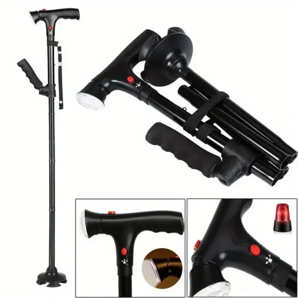 Multifunctional Folding Cane with LED & Alarm