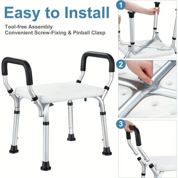 Adjustable Shower Chair with Armrests